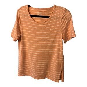 Chico’s The Perfect Tee Stripped Peach Cream Cotton Modal 
TShirt Size 0 Small